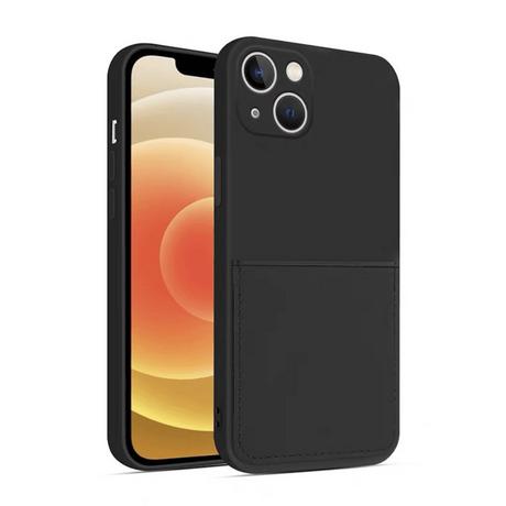 mobileup  Silikon Case mit Kartenfach iPhone 14 - Black 