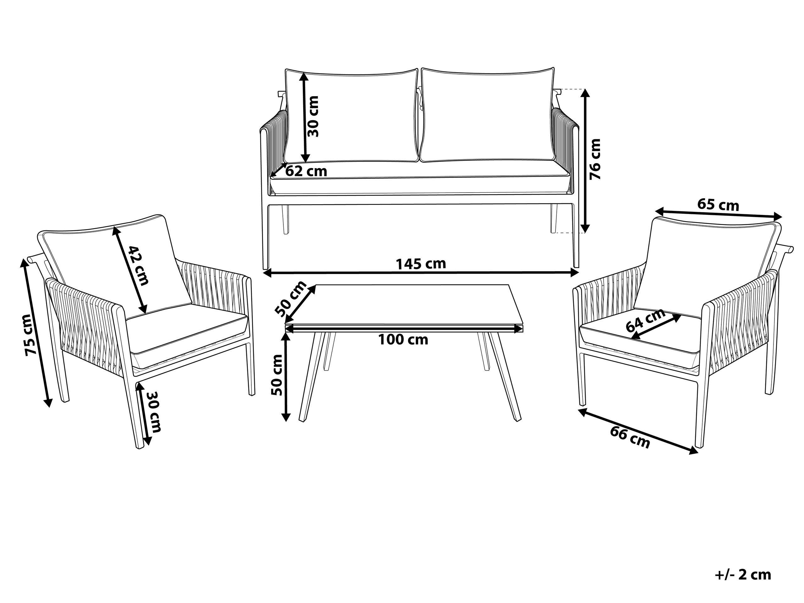 Beliani Ensemble de salon avec table en Aluminium Traditionnel LATINA  