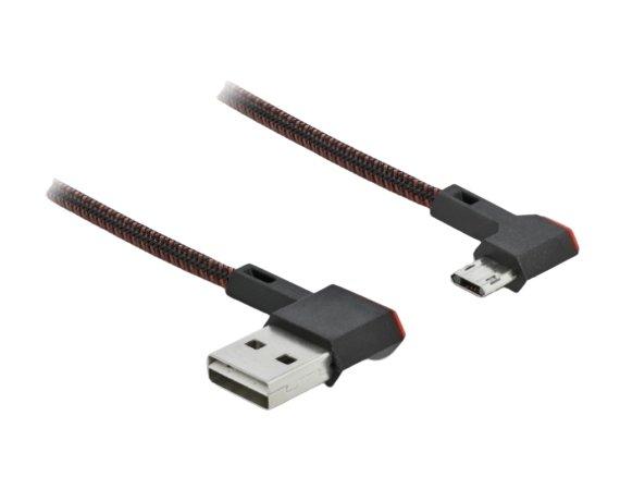 DeLock  USB2 Kabel A-MicroB gewinkelt, 2m cavo USB USB 2.0 USB A Micro-USB B Nero 