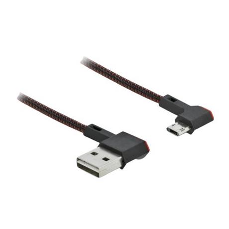 DeLock  USB2 Kabel A-MicroB gewinkelt, 2m cavo USB USB 2.0 USB A Micro-USB B Nero 