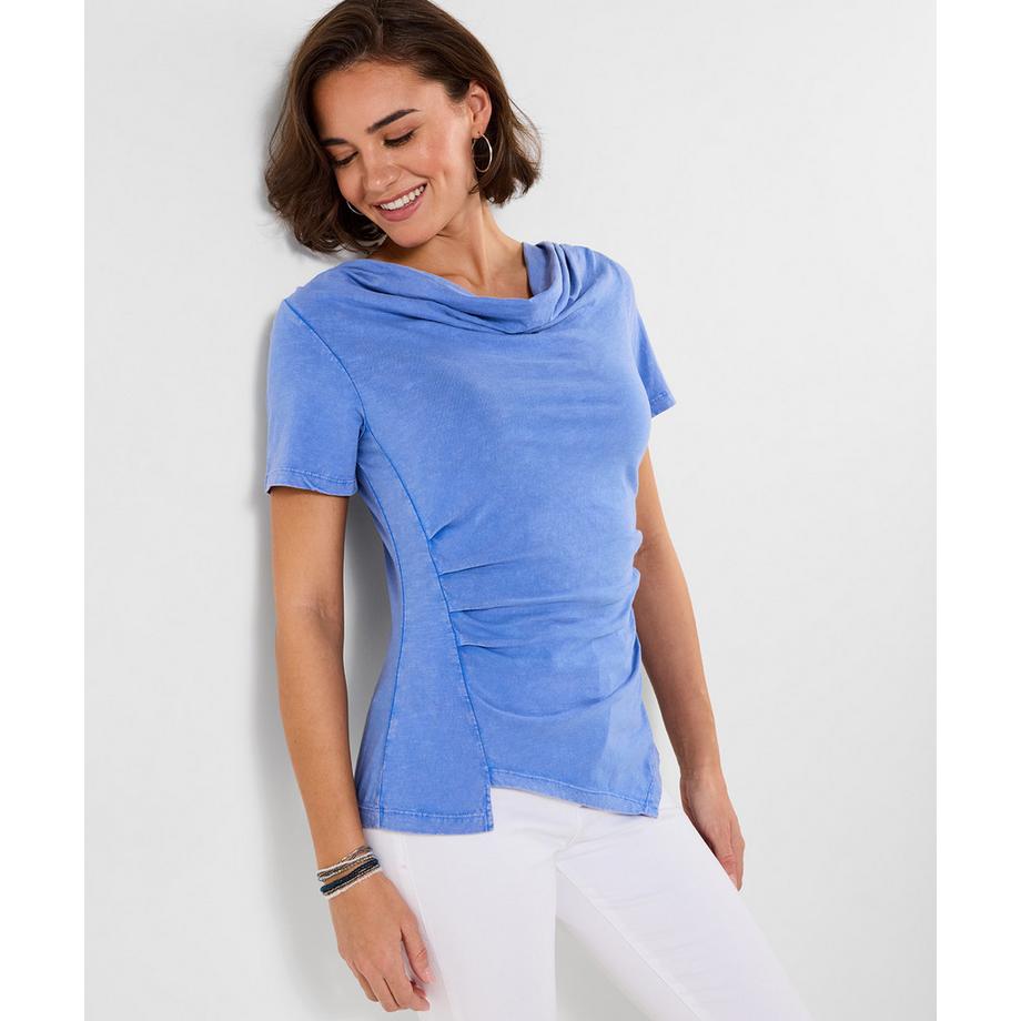 Jersey-Oberteil mit Wasserfallausschnitt und Drapierung