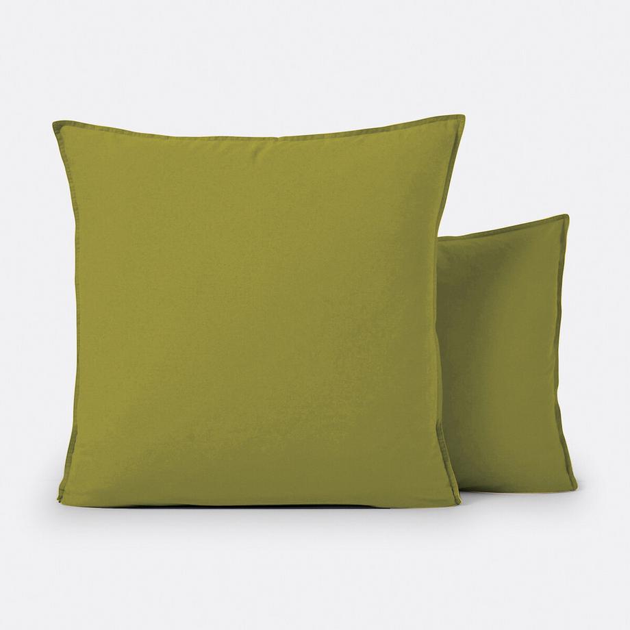 Taie d'oreiller enfant unie coton lavé