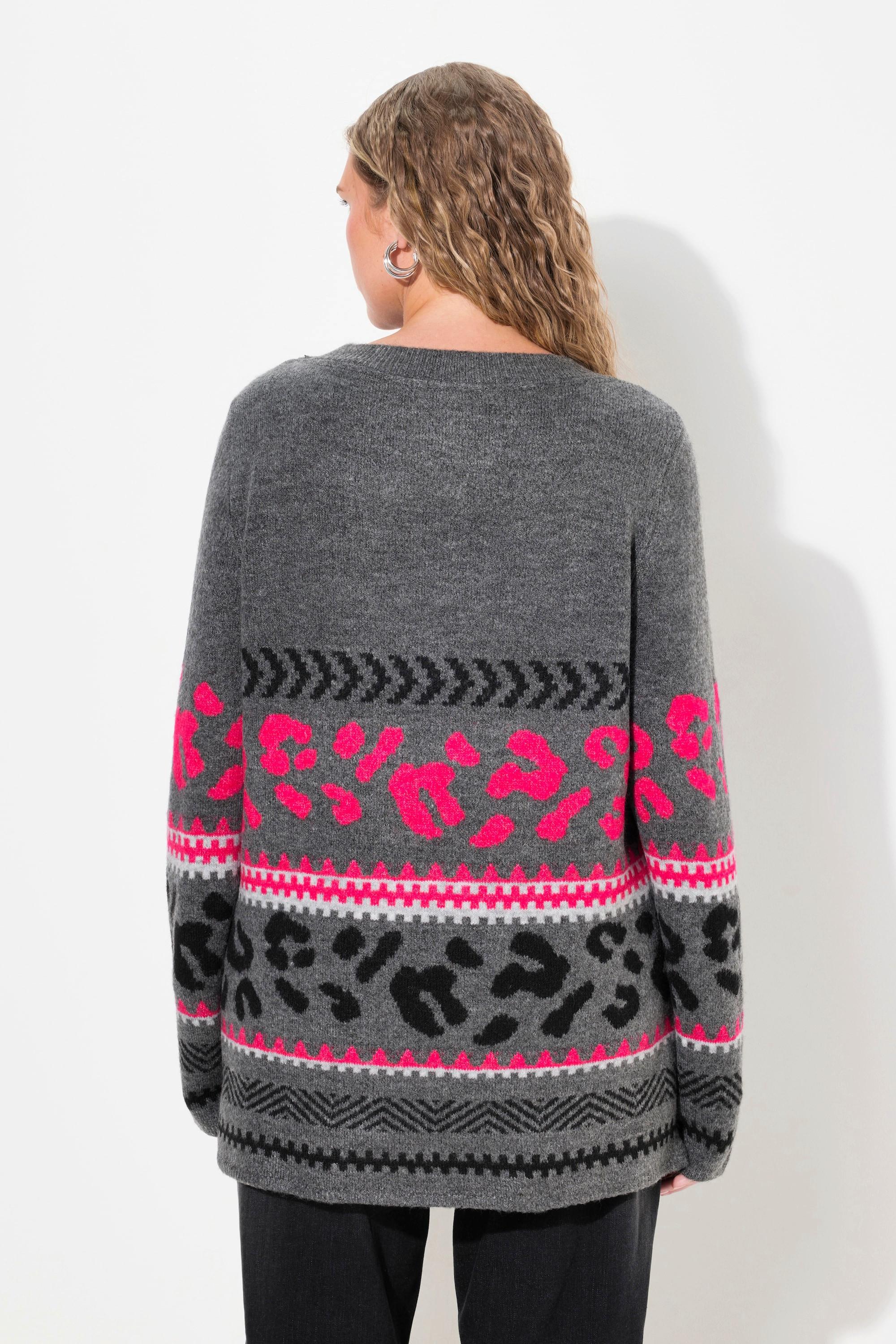 Ulla Popken  Pullover, Musterstreifen, Stehkragen, Langarm 