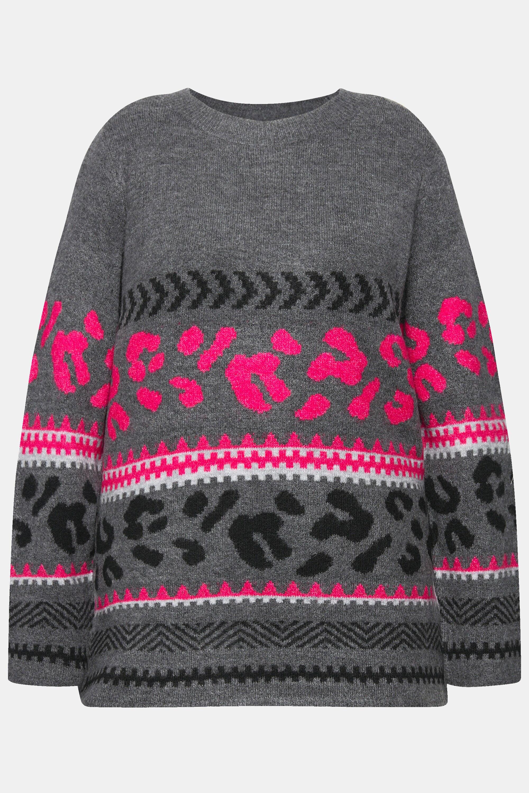 Ulla Popken  Pullover, Musterstreifen, Stehkragen, Langarm 