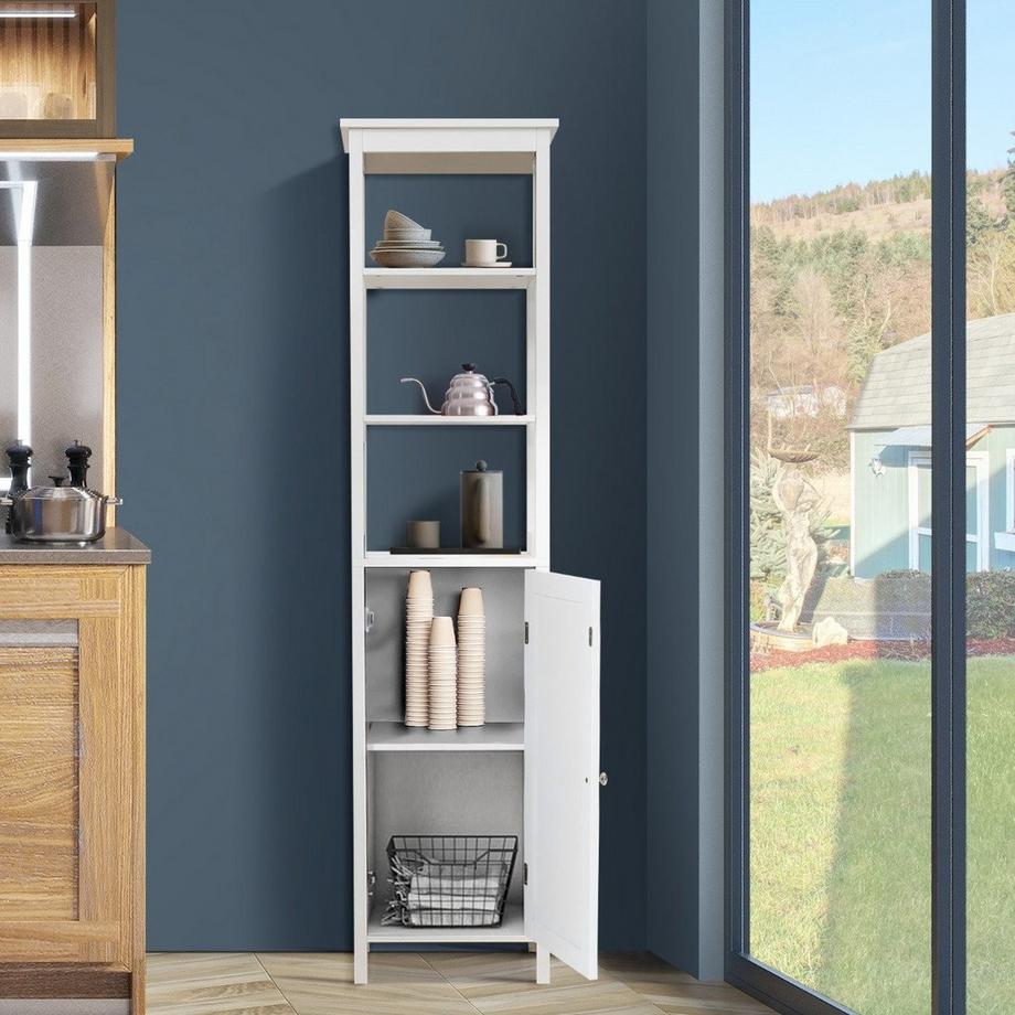 Northix Mobile alto stretto a 5 livelli con ripiano a 3 posizioni 40 x 32 x 161,5 cm bianco  