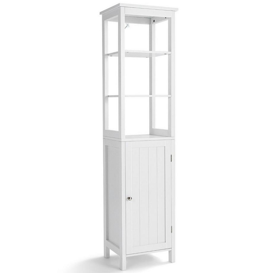 Northix Mobile alto stretto a 5 livelli con ripiano a 3 posizioni 40 x 32 x 161,5 cm bianco  