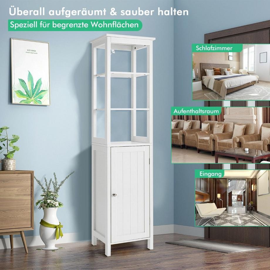 Northix Mobile alto stretto a 5 livelli con ripiano a 3 posizioni 40 x 32 x 161,5 cm bianco  