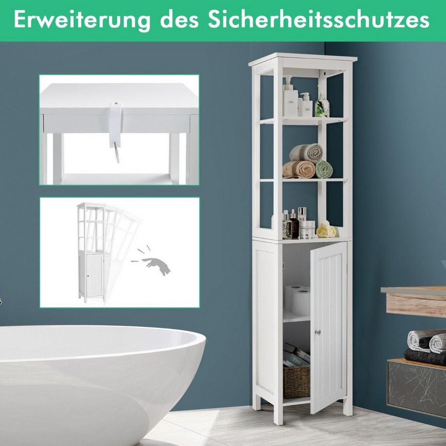 Northix Mobile alto stretto a 5 livelli con ripiano a 3 posizioni 40 x 32 x 161,5 cm bianco  