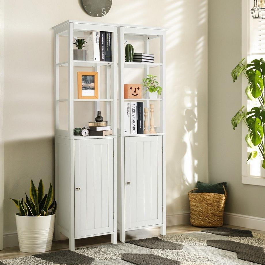 Mobile alto stretto a 5 livelli con ripiano a 3 posizioni 40 x 32 x 161,5 cm bianco