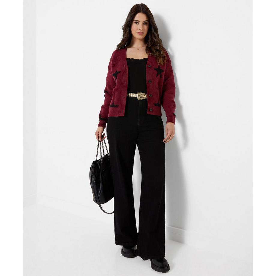 Joe Browns Strickjacke mit Sternen und V-Ausschnitt  