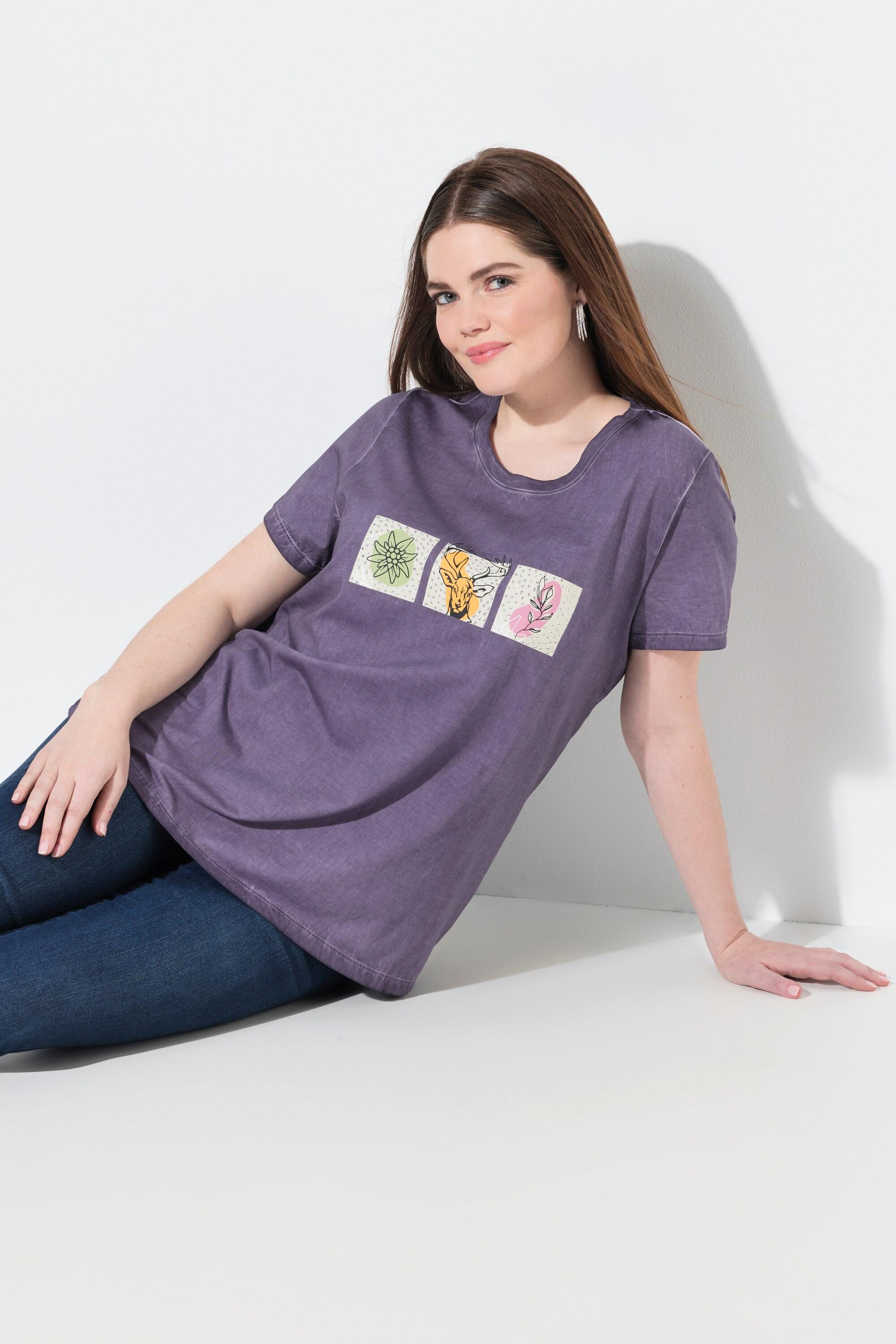 Ulla Popken T-Shirt Classica Stile Tracht Girocollo Maniche Corte  