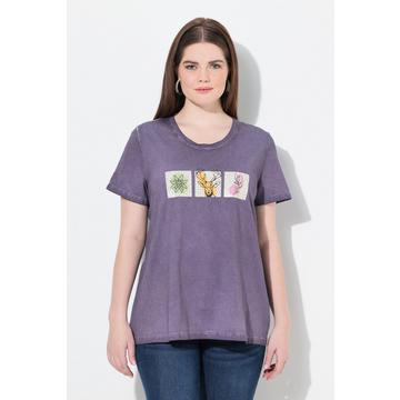 T-shirt classica con design in tradizionale stile Tracht, scollo a girocollo e mezze maniche