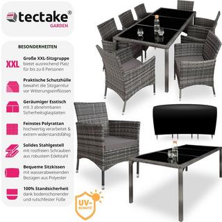 Tectake Salon de jardin 8 places avec housse de protection  