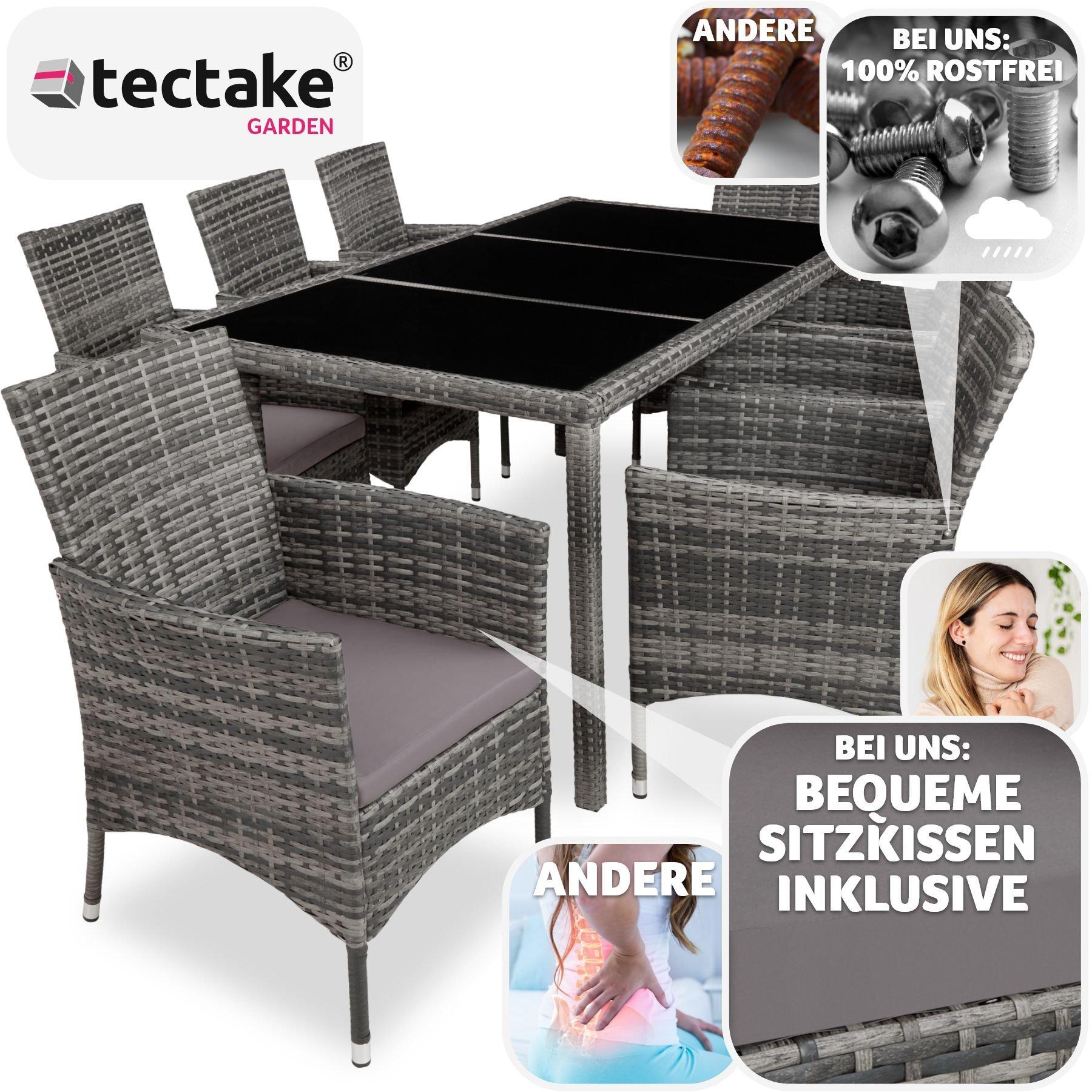 Tectake Rattan Sitzgruppe 8+1 mit Schutzhülle  