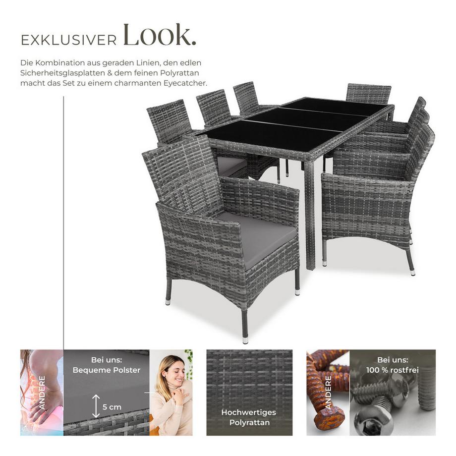 Tectake Rattan Sitzgruppe Almansa für 8 Personen widerstandsfähig  