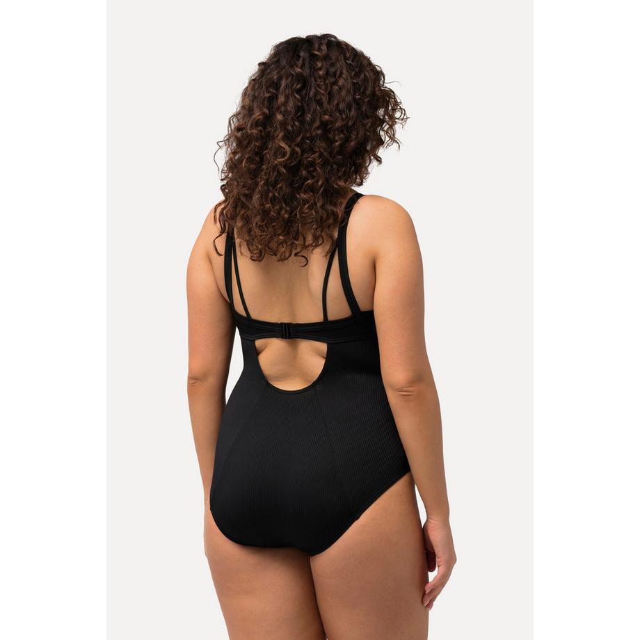 Ulla Popken Maillot de bain Perles Tissu Texturé Bonnets Souples Cordons Fantaisie  