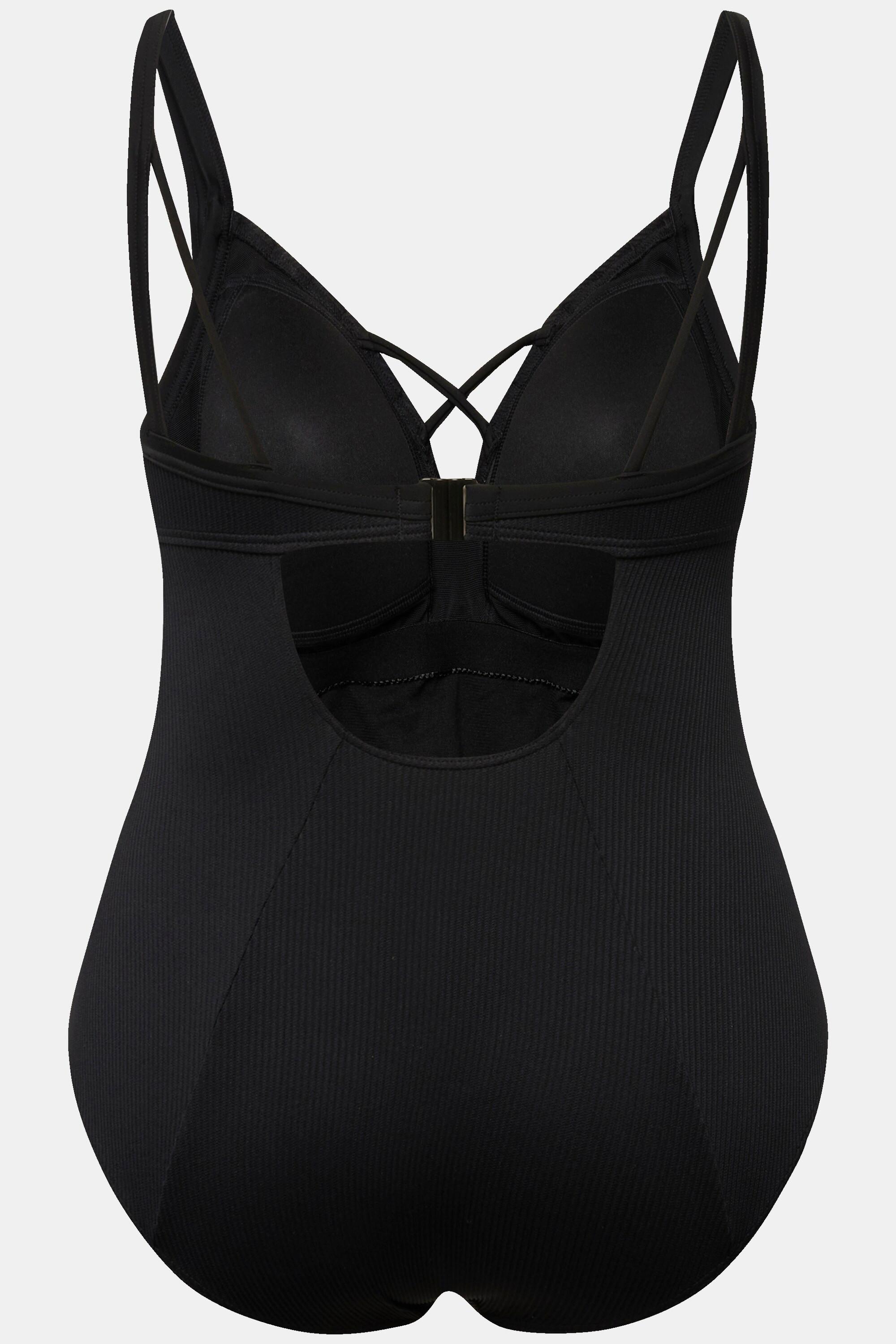 Ulla Popken Costume da bagno Perle Texture Coppe Morbide Laccetti Decorativi  