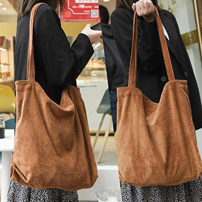 Only-bags.store  Umhängetasche Große Kapazität Cord Umhängetasche Retro Handtasche für den täglichen Gebrauch, Büro, Schulausflug und Einkaufen 