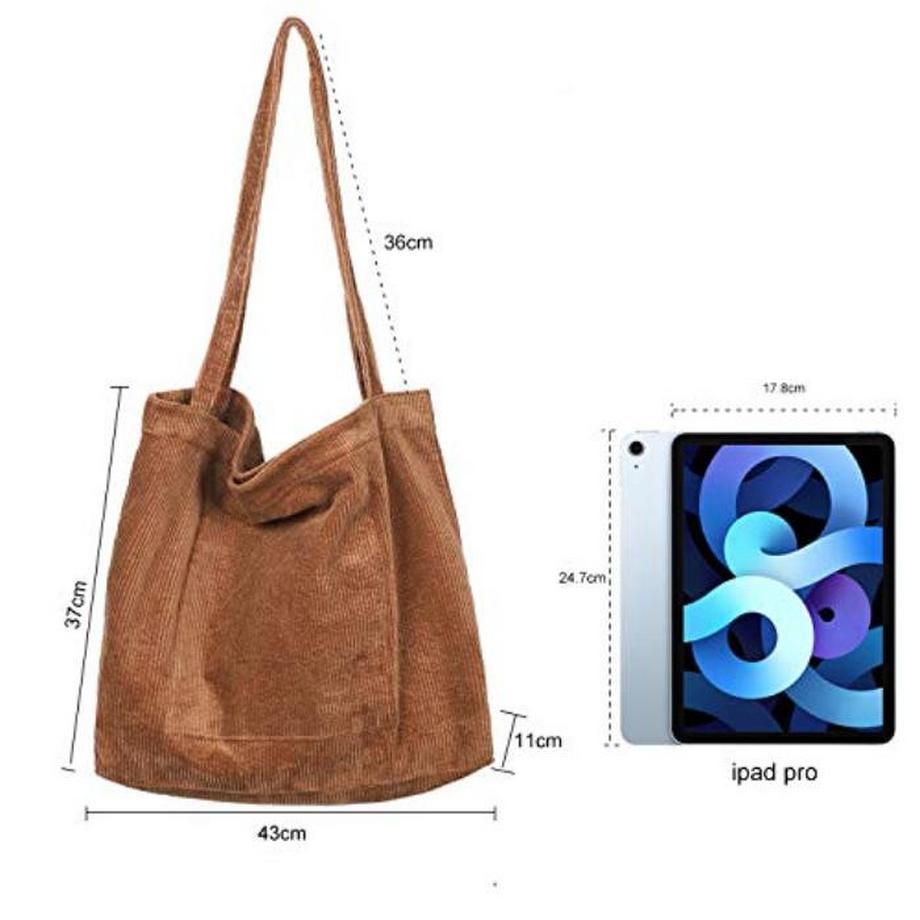 Only-bags.store Grand Sac à Bandoulière en Velours Côtelé Rétro  