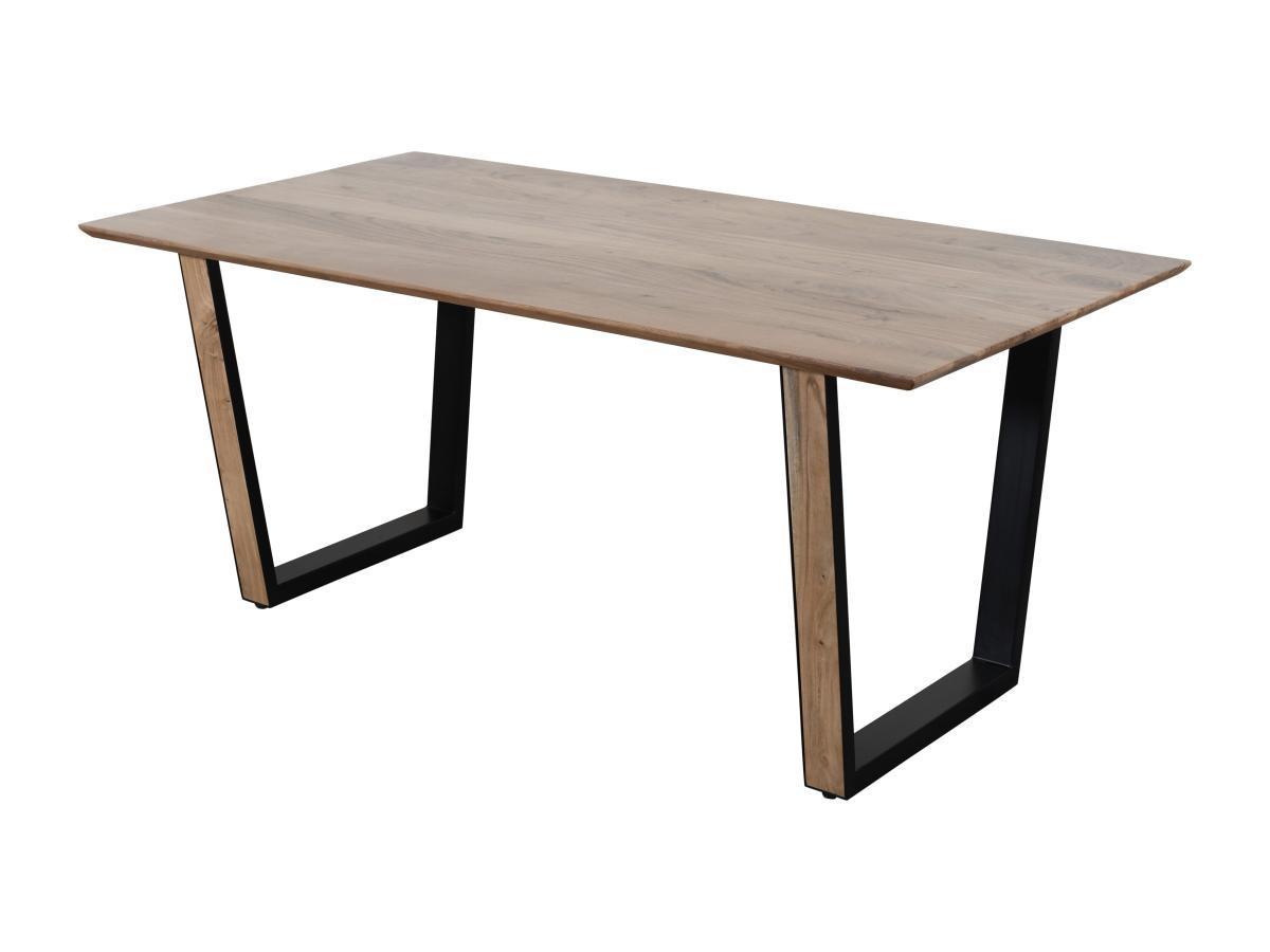 Vente-unique Tavolo da pranzo 6 coperti in Legno di acacia e Metallo Nero Naturale  - SELOA  