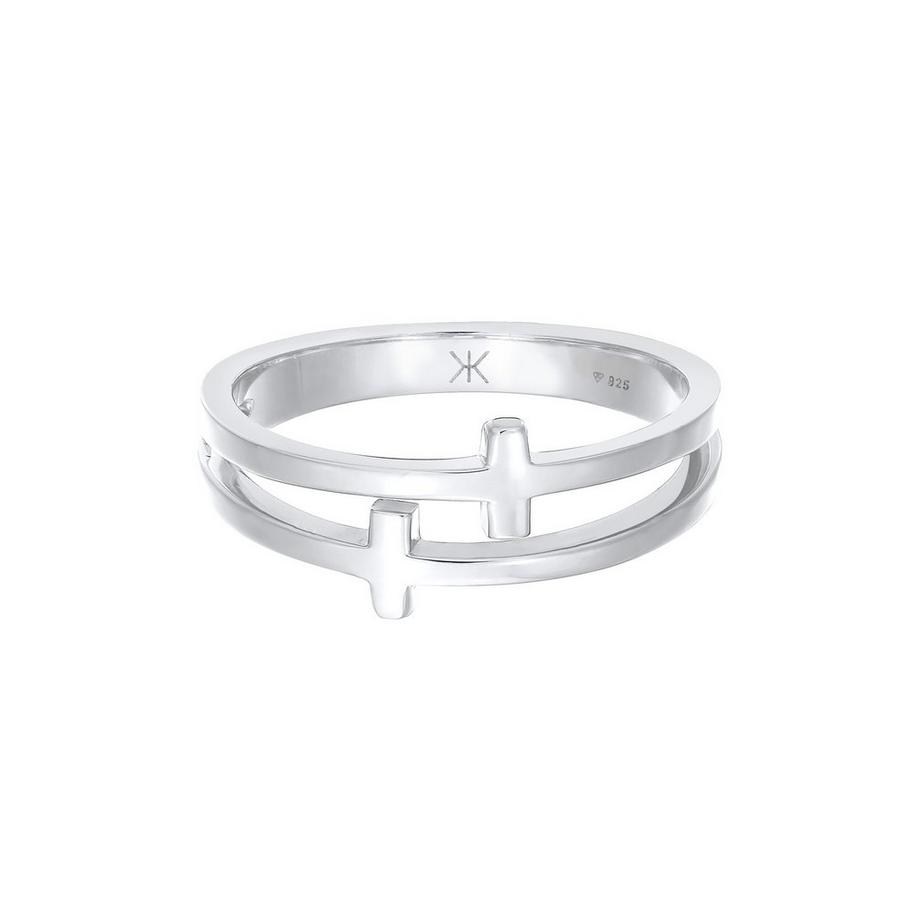 Kuzzoi  Bague Herren Kreuz Double 925 Silber 