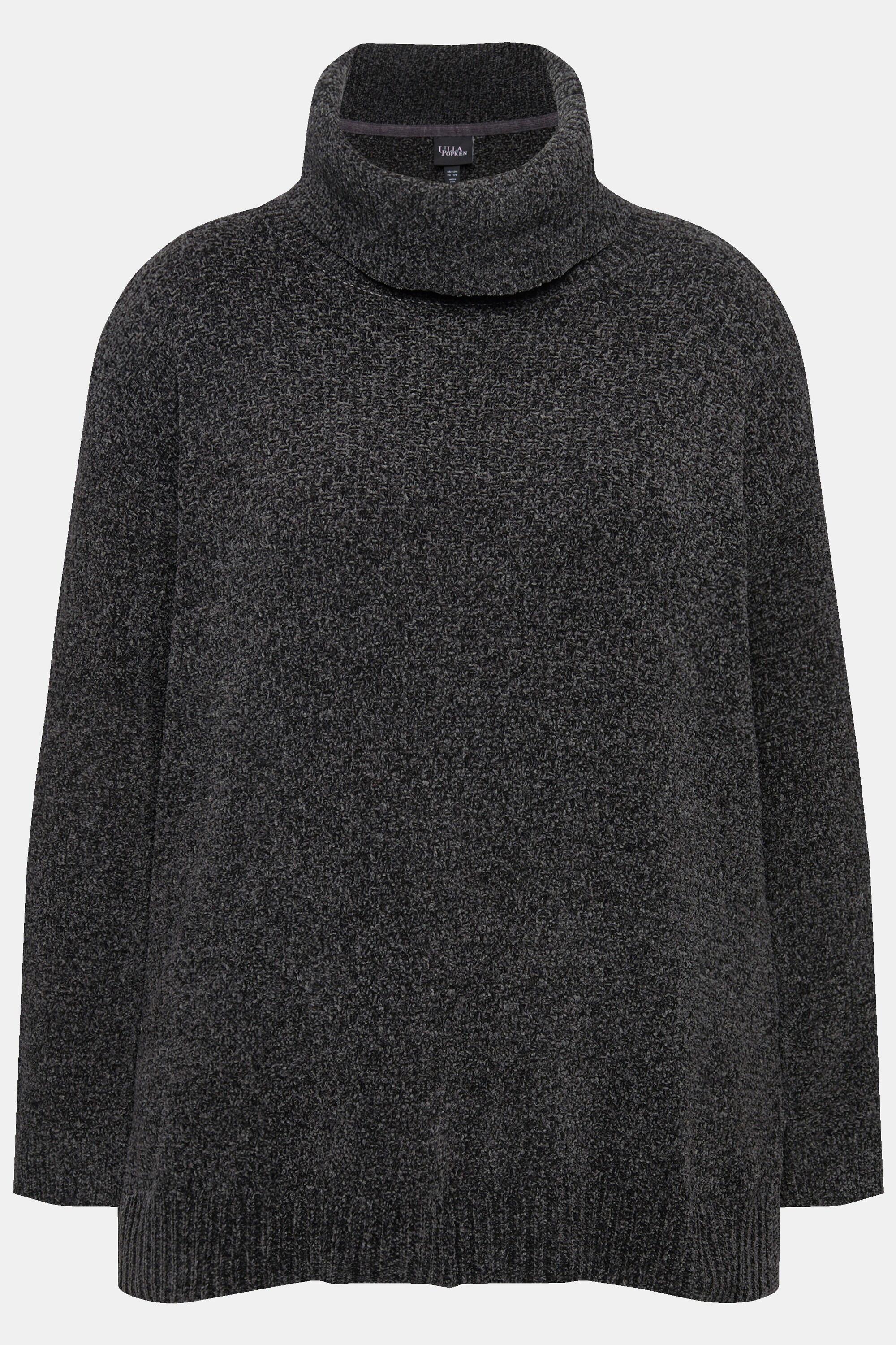 Ulla Popken  Pull oversize en maille chenille, col montant et manches longues 