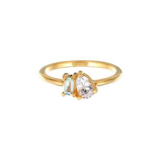 Elli  Ring Elli Premium Ring Topas Tropfen Elegant 925 Silber Vergoldet 