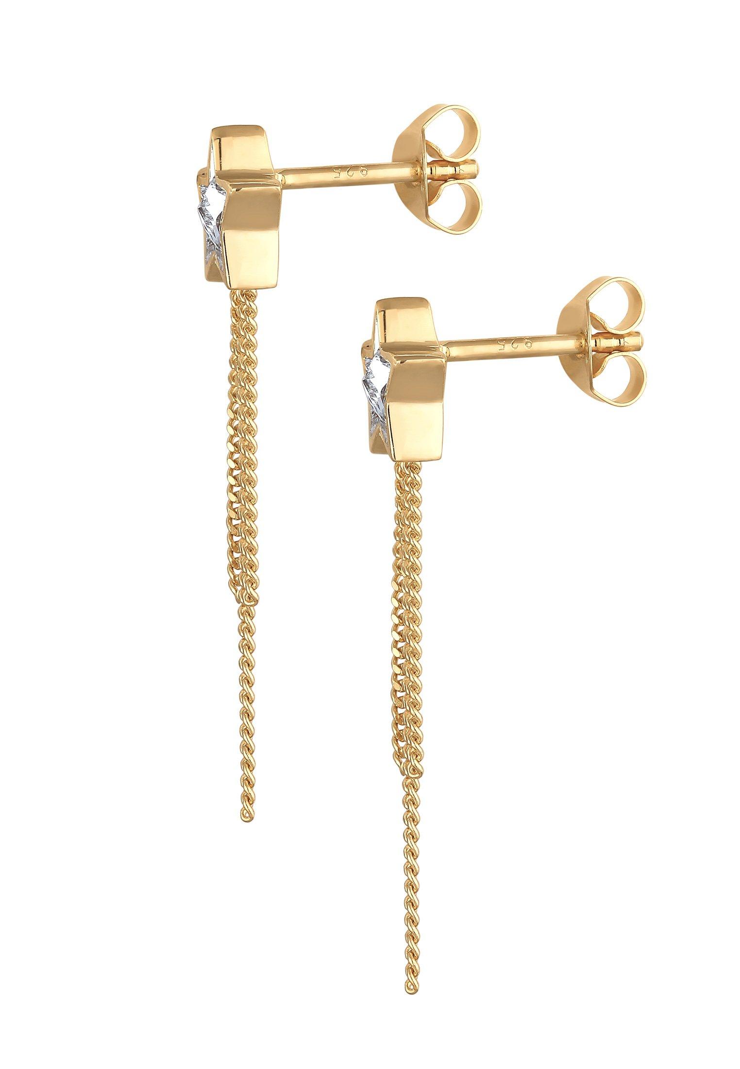 Elli  Boucles d'Oreilles Femmes Pendentif D'oreilles Étoile Look De Chaîne Avec Cristaux 