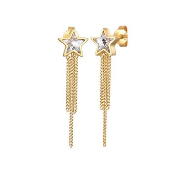 Boucles d'Oreilles Femmes Pendentif D'oreilles Étoile Look De Chaîne Avec Cristaux