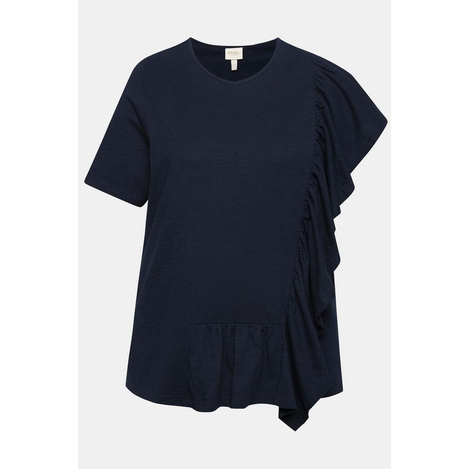 Ulla Popken T-shirt Volant Girocollo Mezze Maniche Cotone Biologico  