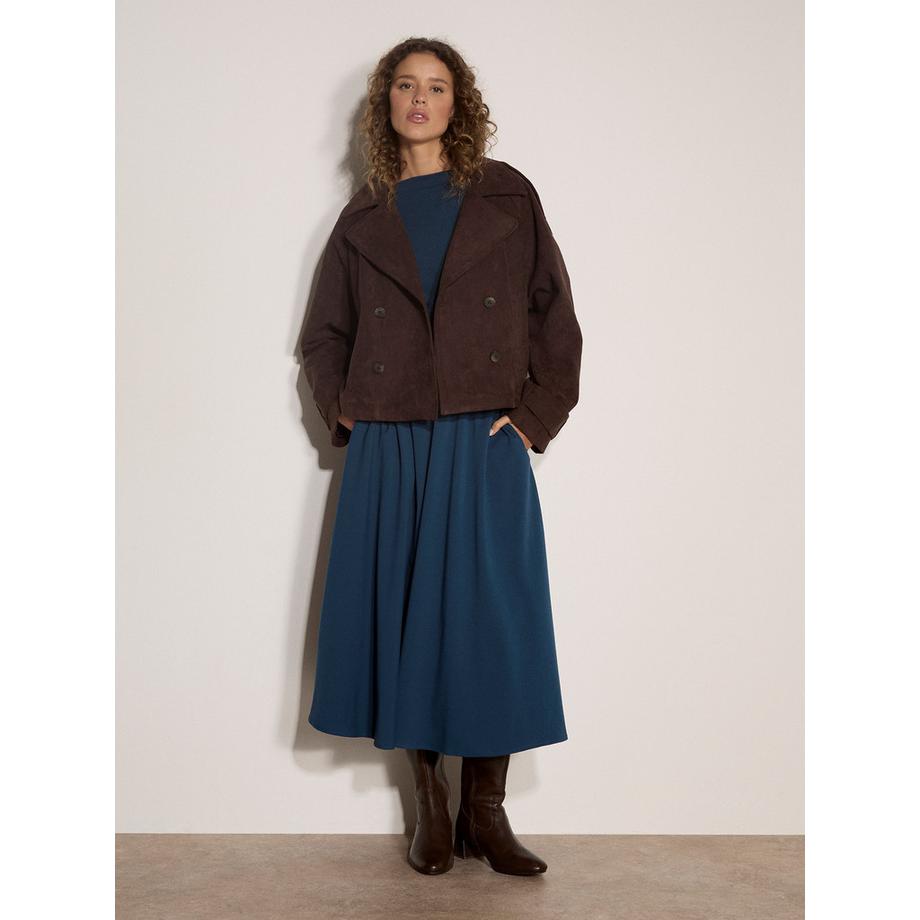 Kurze Trenchcoat-Jacke aus Suedette