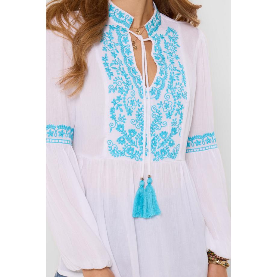 Joe Browns Crinkle-Tunika mit Quastendetail und Stickerei  