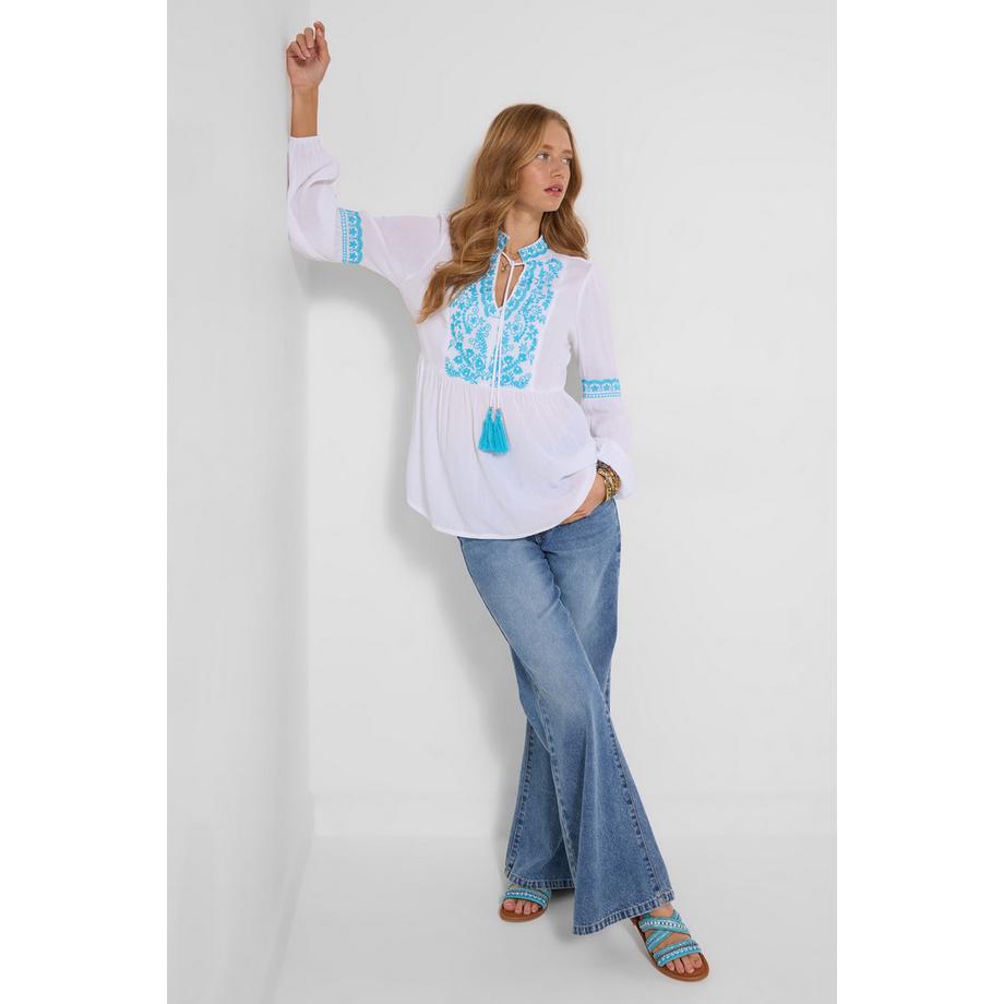 Joe Browns Crinkle-Tunika mit Quastendetail und Stickerei  