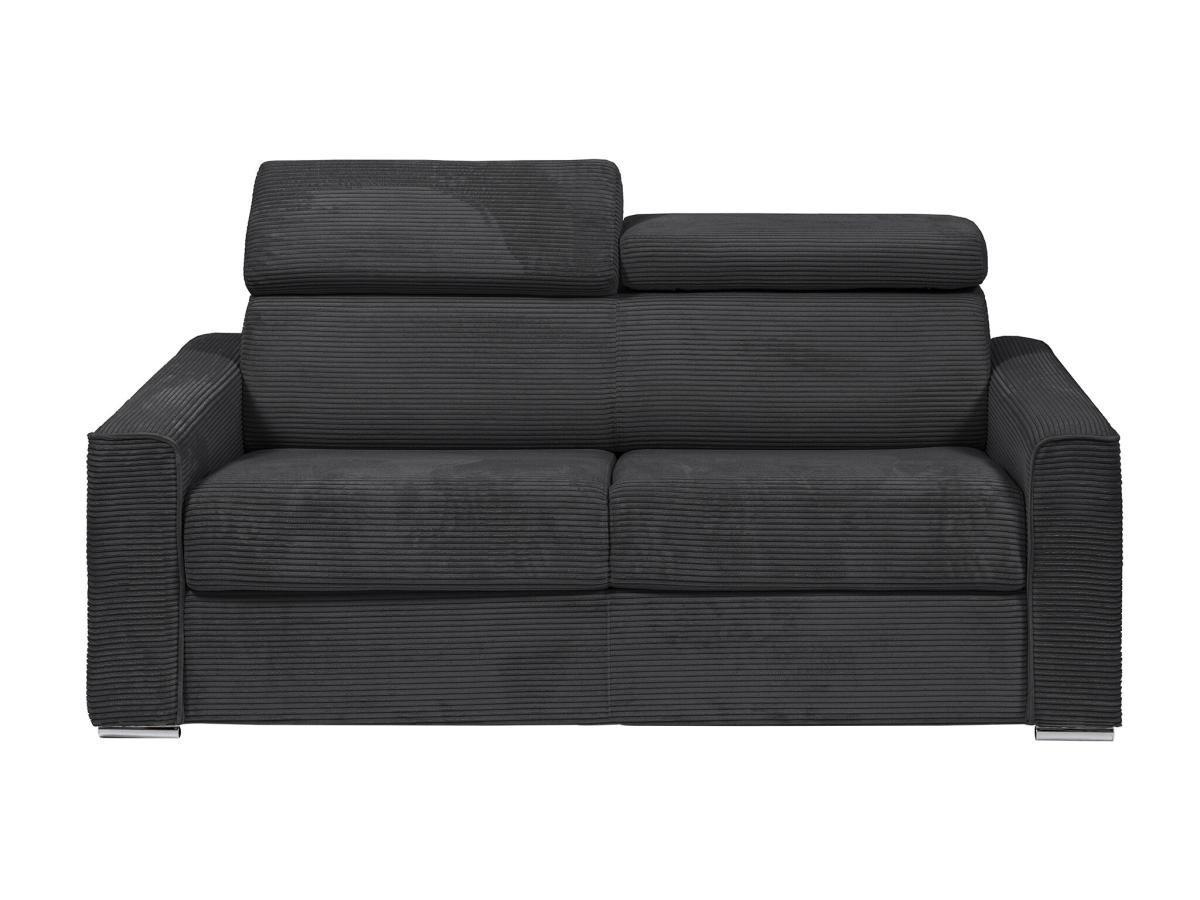 Vente-unique Schlafsofa mit Matratze 3-Sitzer - Liegefläche mit Lattenrost mit breiten Latten 140 cm - Matratze 18 cm - Cord - Grau - VIZIR  
