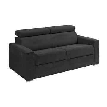 Schlafsofa mit Matratze 3-Sitzer - Liegefläche mit Lattenrost mit breiten Latten 140 cm - Matratze 18 cm - Cord - Grau - VIZIR