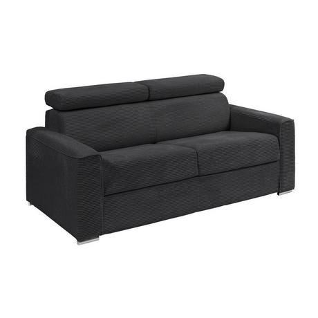 Vente-unique Schlafsofa mit Matratze 3-Sitzer - Liegefläche mit Lattenrost mit breiten Latten 140 cm - Matratze 18 cm - Cord - Grau - VIZIR  