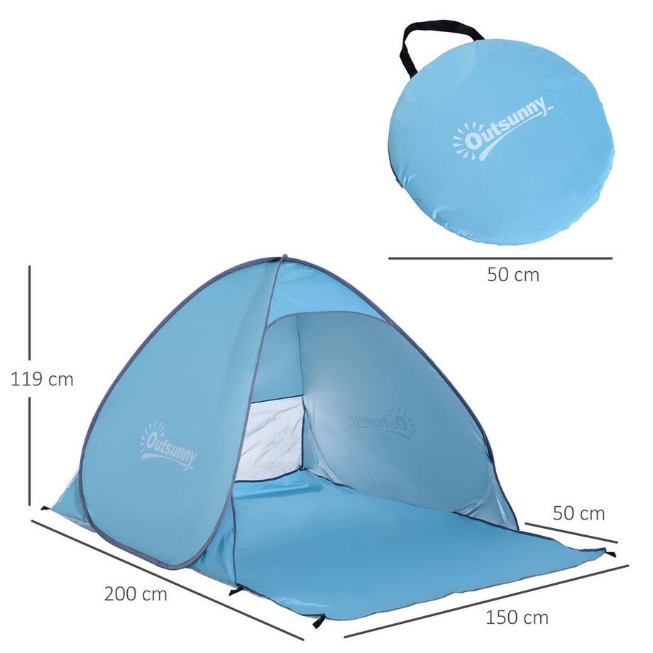 Northio  Strandmuschel Schnellaufbau Strandzelt Wurfzelt Pop Up, Automatisch, Polyester, Blau, 200X150X119Cm 