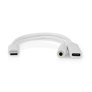 Nedis  USB-C™ Adapter | USB 2.0 | USB-C™ Stecker | USB-C™ Buchse / 3,5 mm Buchse | 0,10 m | Rund | Vernickelt | PVC | Weiß | Box 