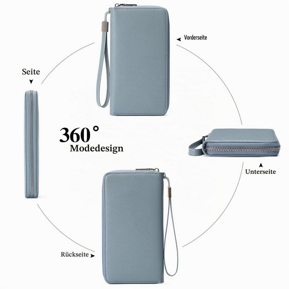 Only-bags.store  Leder-Geldbörsen mit großem Fassungsvermögen und Reißverschluss-Clutch mit RFID-Blockierung 