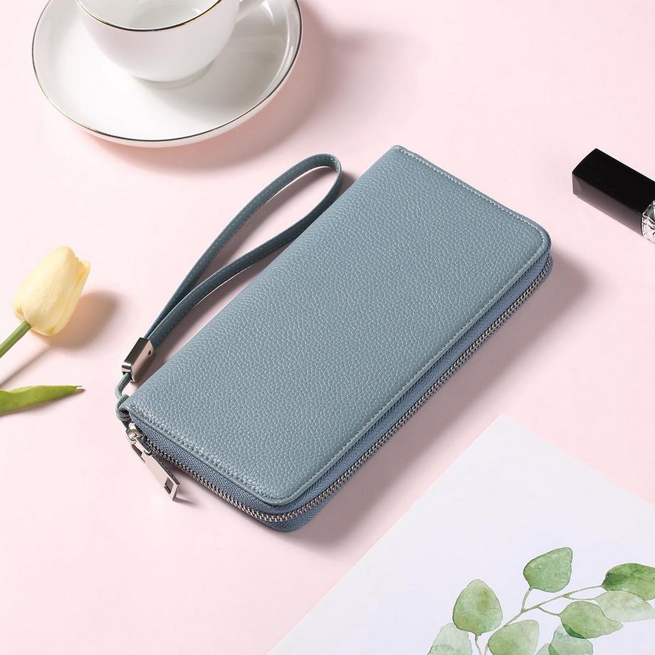 Only-bags.store  Leder-Geldbörsen mit großem Fassungsvermögen und Reißverschluss-Clutch mit RFID-Blockierung 