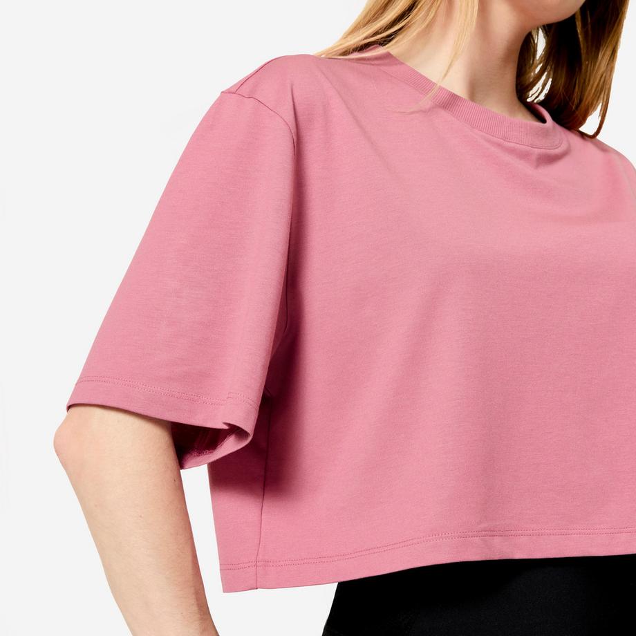 DOMYOS  T-shirt crop-top femme slim polyester 