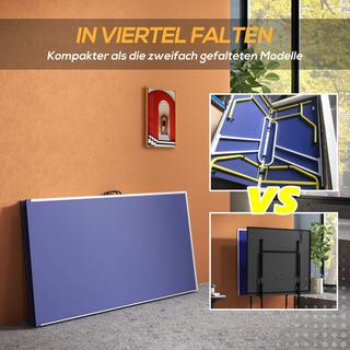 Northio Tavolo Da Ping Pong Tavolo Pieghevole In Quarti Con Rete Da Ping Pong, 2 Racchette Da Ping Pong, 3 Palline, Blu  