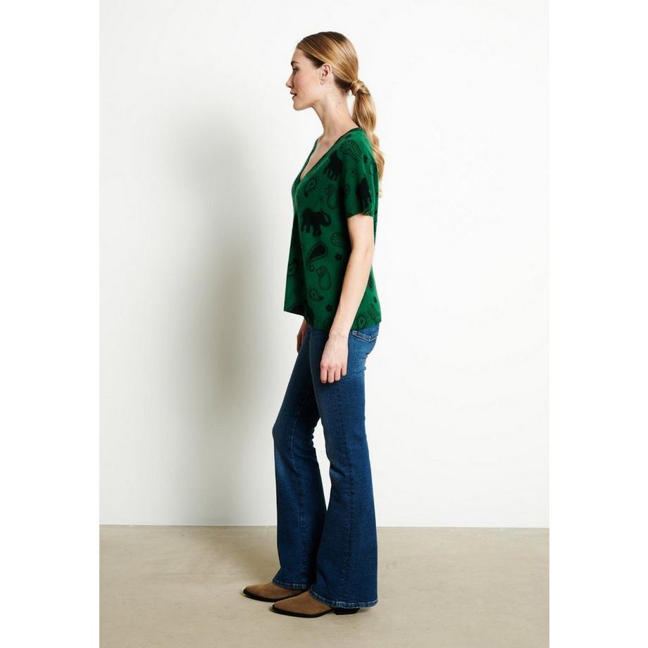 Studio Cashmere8 RIA 6 V-Ausschnitt T-Shirt Elefantenprint  