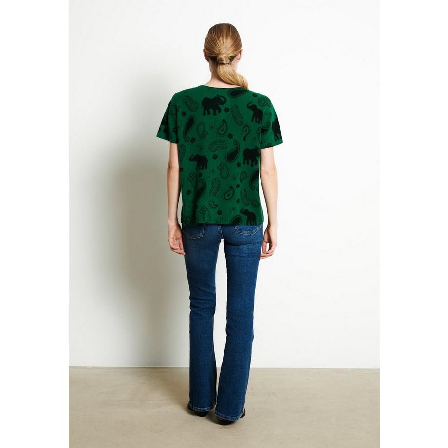 Studio Cashmere8 RIA 6 V-Ausschnitt T-Shirt Elefantenprint  