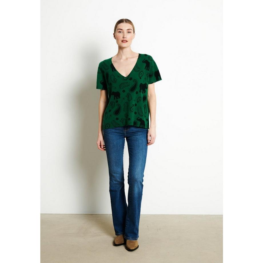 Studio Cashmere8 RIA 6 V-Ausschnitt T-Shirt Elefantenprint  