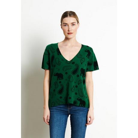 Studio Cashmere8 RIA 6 V-Ausschnitt T-Shirt Elefantenprint  