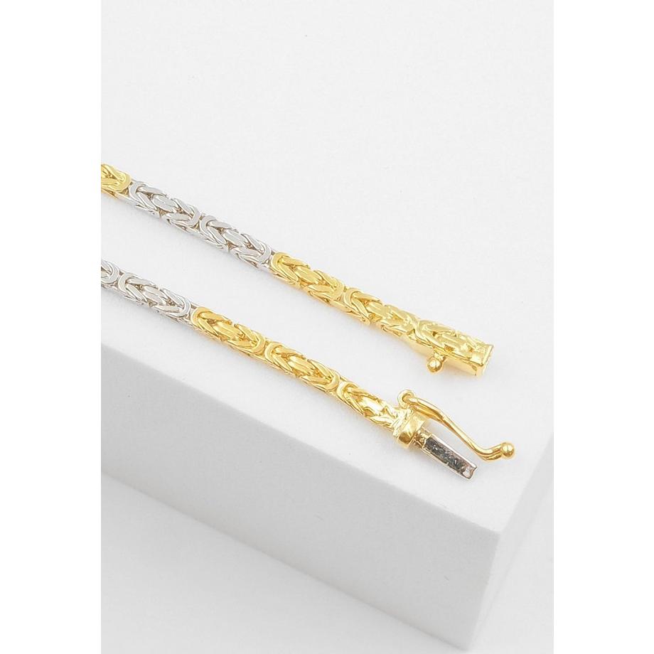 MUAU Schmuck  Bracelet Königskette Bicolor Gelbgold-/Weissgold 750, 2mm, 19cm 