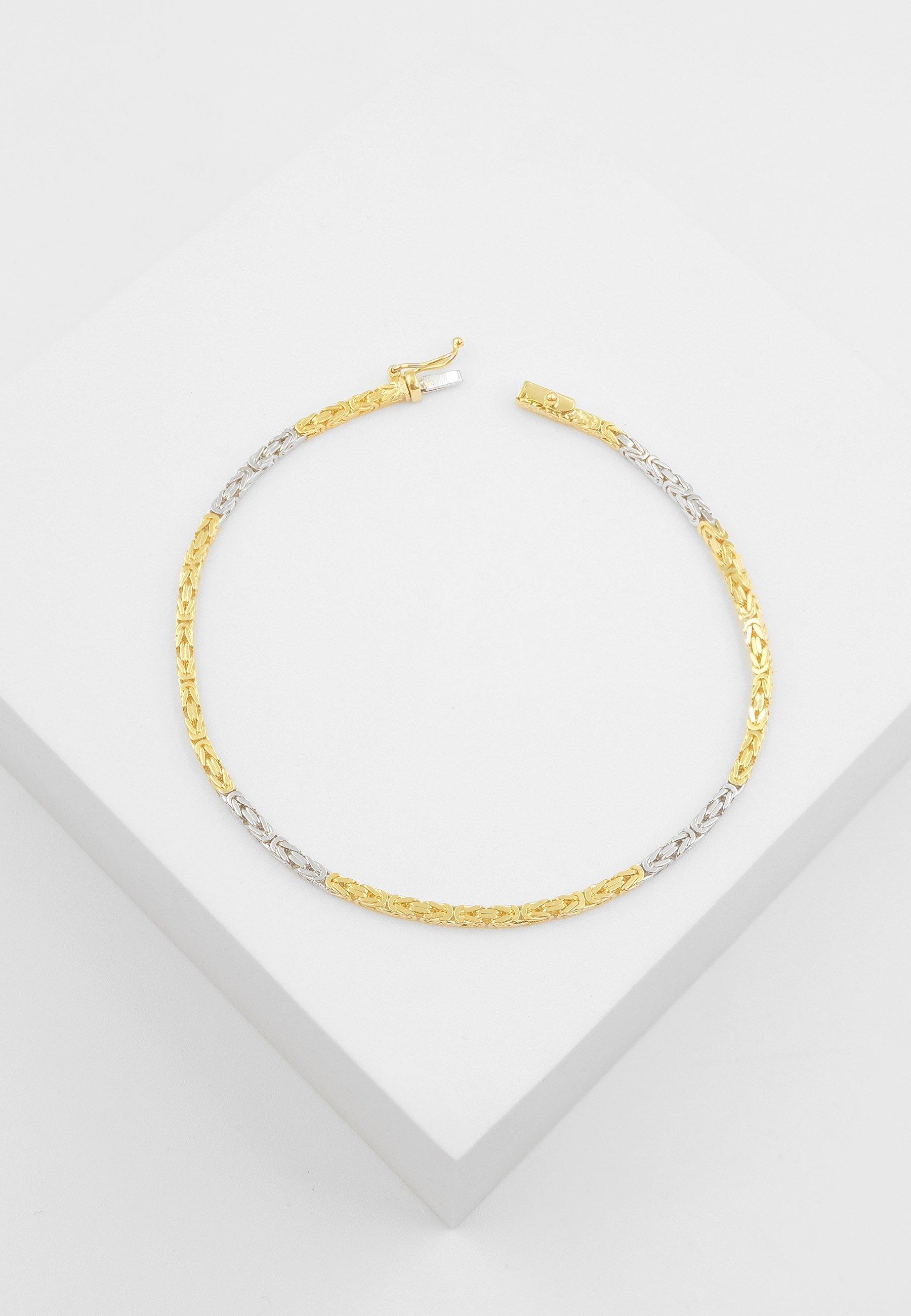 MUAU Schmuck  Bracelet chaine royale bicolore or jaune/or blanc 750, 2mm, 19cm 