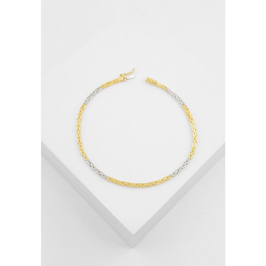 MUAU Schmuck  Bracelet Königskette Bicolor Gelbgold-/Weissgold 750, 2mm, 19cm 