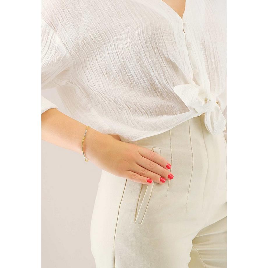 MUAU Schmuck  Bracelet Königskette Bicolor Gelbgold-/Weissgold 750, 2mm, 19cm 